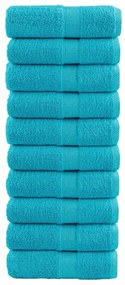 vidaXL Prosoape de baie premium SOLUND, 10 buc., turcoaz, 30x30 cm, 600 g/m²
