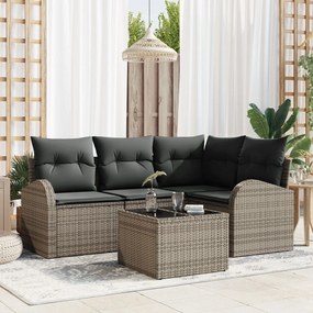 vidaXL Set de 4 Piese de Canapea de Grădină cu Pernițe Negre Ratan Poly