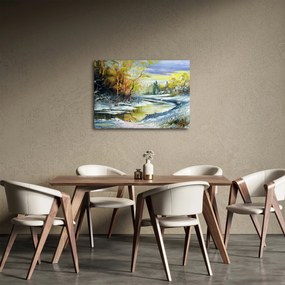 Tablou - Râu de iarnă, pictură în ulei (70x50 cm)