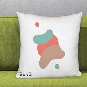 Perna Decorativa Abstract Forme Fluide Coral, 40x40 cm, Alb Pufos, Husa Detasabila, Perna Inclusa, BEKZ®
