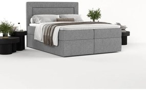 Pat boxspring gri cu spațiu de depozitare 180x200 cm Imagine – Maison de Rêve