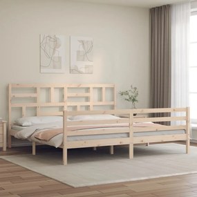 vidaXL Cadru pat cu tăblie 200x200 cm, lemn masiv de pin
