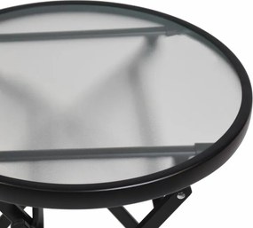 Masă de depozitare cu blat din sticlă, neagră, Ø 45 cm, oțel