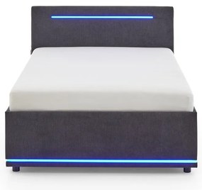 Pat pentru copii gri închis tapițat cu spațiu de depozitare cu somieră 140x200 cm Circle – Meise Möbel