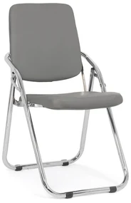 Scaun pliabil, gri, cadru metalic, piele ecologica, multifunctional, HRC 609