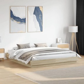 vidaXL Cadru de pat, stejar sonoma, 200x200 cm, lemn prelucrat