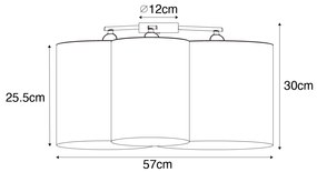 Plafoniera alb, gri și maro cu 3 lumini - Multidrum