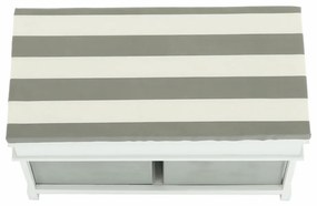 Bancă cu pernă, 2 sertare, alb/gri, SEAT BENCH 2 NEW