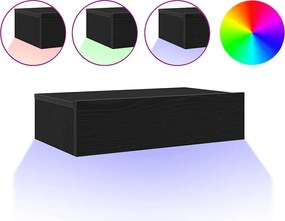 vidaXL Comodă TV cu lumini LED, stejar negru, 60x35x15,5 cm