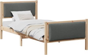 vidaXL Cadru de pat cu headboard Gri închis 90 x 190 cm țesătură