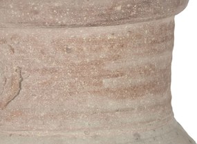 Vas decorativ amforă din teracotă artizanală, finisaj craft roz-crem, cu 2 anse, 40×40×98 cm, „Jerba"