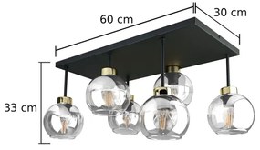 Lustră aplicată NESSA 6xE27/60W/230V negru/auriu/transparent
