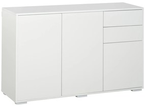 HOMCOM Bufet de depozitare 2 sertare glisante 3 uși poliță reglabilă panouri aglomerate 117 x 36 x 74 cm alb | Aosom Romania