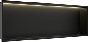 Raft incastrat dreptunghiular Balneo Wall-Box One LED cu rama 90x30x10 cm negru mat