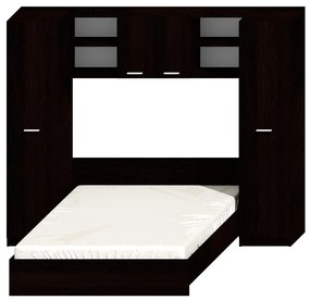 Dormitor Robert, culoare magia (wenge), cu pat standard 140 x 200 cm, 2 dulapuri si corp suspendat