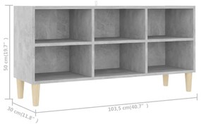 Comoda TV, picioare lemn masiv, gri beton, 103,5x30x50 cm 1, Gri beton, 103.5 x 30 x 50 cm