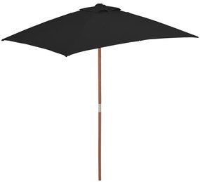 Umbrela de soare, exterior, stalp lemn, negru, 150x200 cm Negru