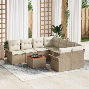 vidaXL Set de canapele pentru grădină 9 pcs Bej Rattan poli