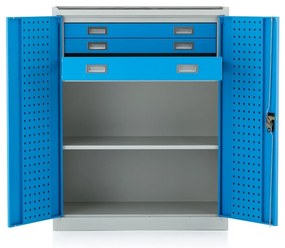 Cutie de scule metalica, 92 x 50 x 117 cm, incuietoare cu cilindru, albastru - ral 5012