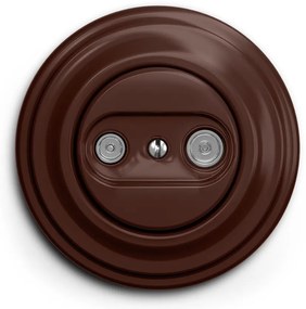 Kliklap - Priză retro TV+R (cu trecere) cu ramă maro