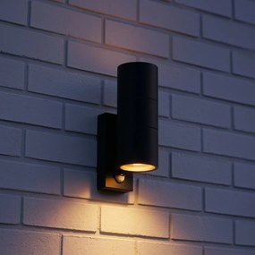 Aplică de exterior neagră cu 2 lumini AR70 cu senzor de mișcare - Duo