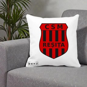 Perna Personalizata CSM Resita Fotbal, 40x40 cm, Alba Mata, Husa Detasabila, Perna Inclusa, BEKZ®