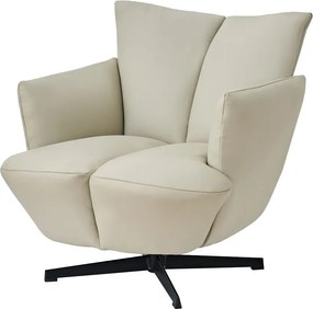 Fotoliu Accent Pivotant 360° – Design Modern, Bază Metalică Neagră, Tapițerie PU Premium, Bej