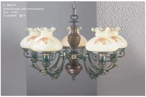 Candelabru clasic cu 5 brate design italian din alama cu lemn 2812