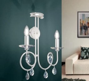 Aplica perete stil clasic cu cristale Swarovski Giada argintiu mat