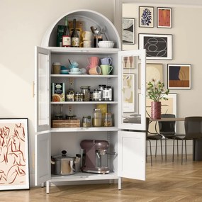DUA205 - Vitrina 80 cm, Dulap rotund pentru birou, Biblioteca Living, Rafturi Dormitor, Dining, Hol - Alb