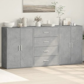 vidaXL Dulapuri, 3 buc., gri beton, 60x31x84 cm, lemn prelucrat