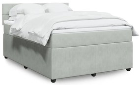 vidaXL Pat box spring cu saltea, gri deschis, 140x200 cm, catifea