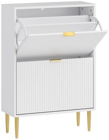 HOMCOM Dulap pentru pantofi pentru 12 perechi de pantofi cu 2 sertare rabatabile, Alb | Aosom Romania