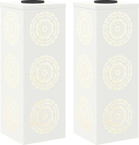 vidaXL Lumină LED Solară pentru Alei 2 pcs Alb Oțel laminat la rece