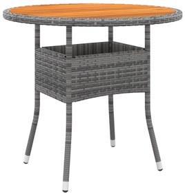 vidaXL Masă de grădină, gri, Ø80x75cm, lemn de acacia/poliratan