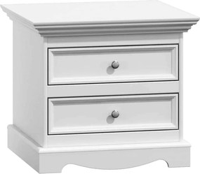 Noptieră lemn masiv alb Linea, 59,5 × 44,2 × 53,2 cm