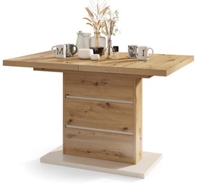 Mazzoni PIANO Stejar Artisan/Bej (Șampanie) - MASĂ EXTENSIBILĂ MODERNĂ PÂNĂ LA 200 cm!
