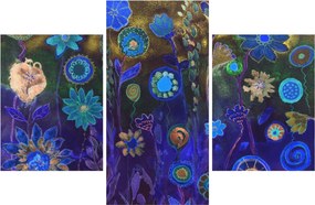 Tablou - Flori albastru închis (90x60 cm)
