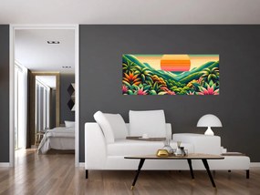 Tablou - Apus de soare multicolor (120x50 cm)