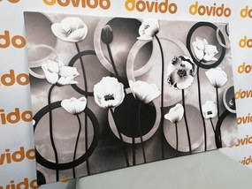 Tablou maci pe un fundal abstract în design alb-negru