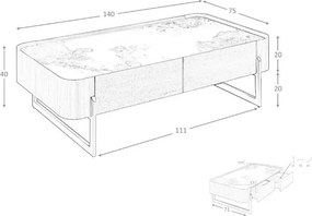 Masuta deosebita design LUX Walnut-Marble
