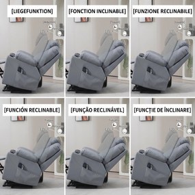 HOMCOM Fotoliu Electric Reglabil până la 135°, 8 Puncte de Masaj și Telecomandă, 88x99x106 cm, Gri | Aosom Romania