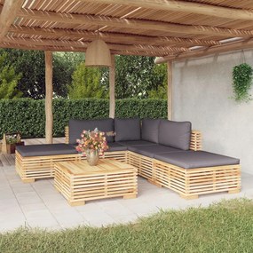 3100854 vidaXL Set mobilier grădină cu perne, 6 piese, lemn masiv de tec