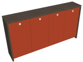 Dulap mediu pentru haine Verno 248 x 46 x 130 cm, uși de sticlă, stejar antracit / portocaliu