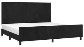 Cadru de pat cu tablie, negru, 200x200 cm, catifea Negru, 200 x 200 cm, Design simplu