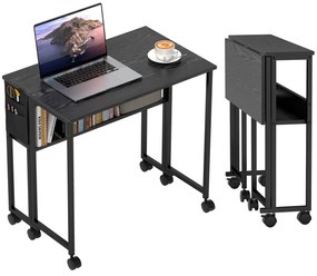 HOMCOM Birou Pliant 80cm Depozitare Negru | Aosom Romania