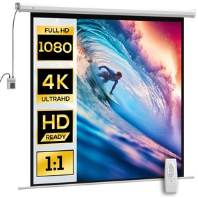HOMCOM Ecran Proiecție de 85 inch 1:1 cu Telecomandă, Pânză de Proiector Rulantă, 176,5x8x176,5 cm, Alb | Aosom Romania