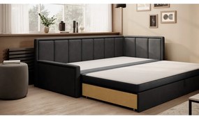 Canapea gri închis extensibilă/cu spațiu de depozitare cu tapițerie din chenille 214 cm Fulgeo – ELTAP