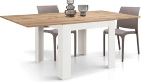MASA LIZZY extensibila 90cm/90cm - LEMN NATUR, PICIOR ALB