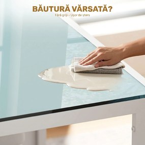 HOMCOM Set Masa pentru 4 Persoane cu 4 Scaune Tapițate, Design Modern și Elegant, Ideal pentru Dining, Alb | Aosom Romania